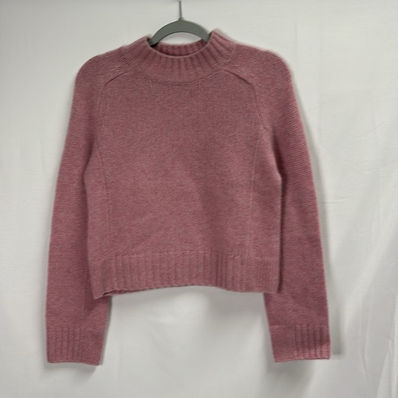 VINCE Cropped 100% Cashmere Mock Neck Sweater Pink Size Medium - Picture 3 of 6